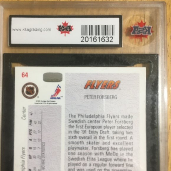 vintage PETER FORSBERG ROOKIE CARD GRADED MNT 9.0 MINT - Picture 5 of 6